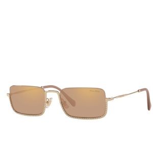 Miu Miu Rectangle Sunglasses Light Gold